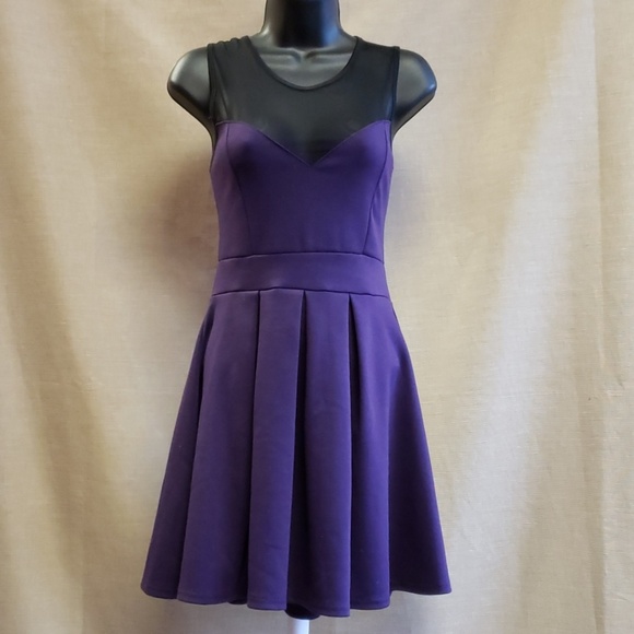 Black mesh and purple skater dress - Picture 1 of 7